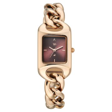 Vyb Prodigy By Fastrack Quartz Analog Maroon Dial Rose Gold Metal Strap Watch For Girls