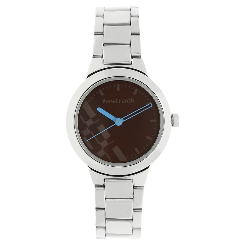 Fastrack Quartz Analog Brown Dial Metal Strap Watch for Girls