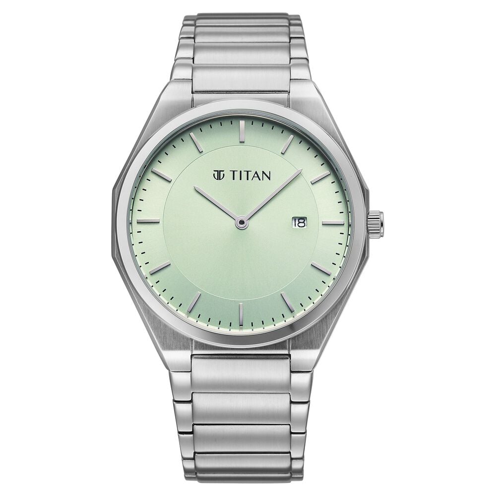 Titan Classique Slim Wear Quartz Analog Pastel Green Dial Silver Stainless Steel Strap Refined Formal Dress Men's Watch-picture-13
