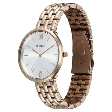 Titan Neo Quartz Analog White Dial Rose Gold Metal Strap Watch For Women