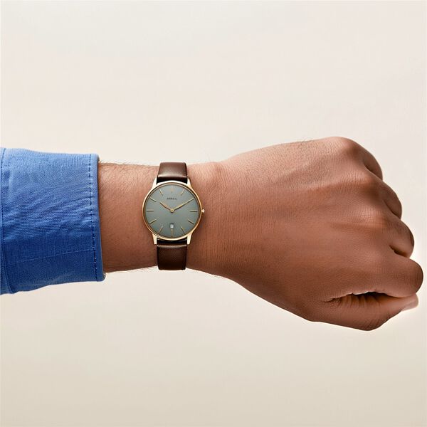 Titan Nebula Lustre 18k Gold Analog Leather Strap Watch for Men - image number 6