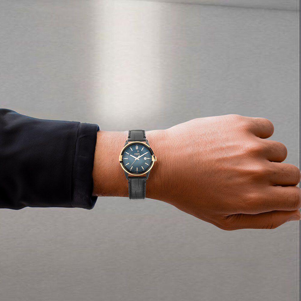 Buy Online Xylys Swiss Analog Leather Strap Black Dial Watch for