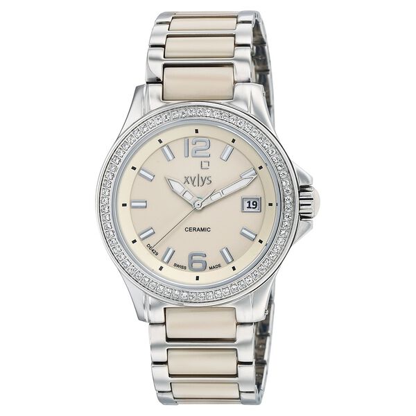 Xylys Swiss Analog with Date Beige Dial And Stainless Steel And Ceramic Strap Watch For Women - image number 0