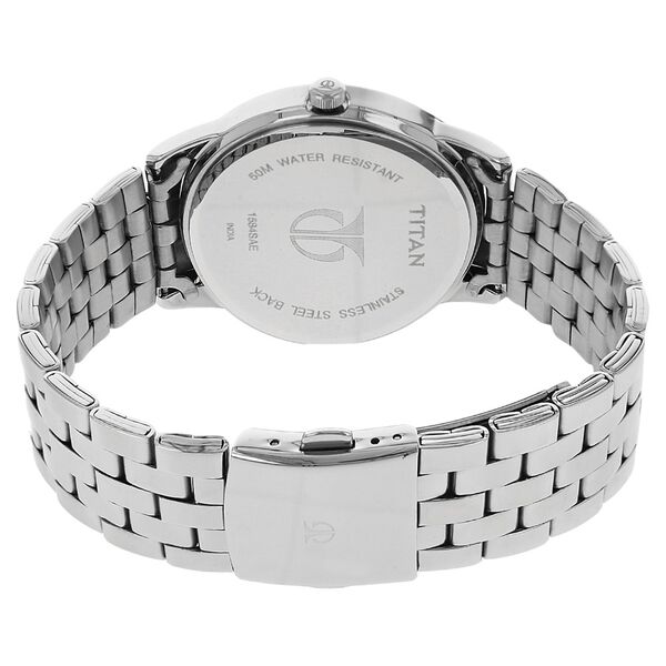 Titan Quartz Analog with Date Black Dial Stainless Steel Strap Watch for Men - image number 3