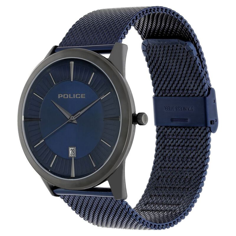 Police Quartz Analog with Date Blue Dial Metal Strap Watch for Men - image number 2