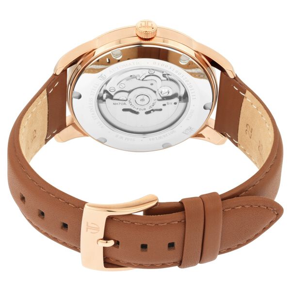 Titan Automatics Silver Round Dial Brown Leather Strap Watch For Men - image number 4