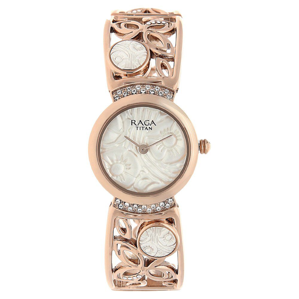Buy Online Titan Raga Aurora White Dial Women Watch With Metal Strap nl95046wm01 Titan