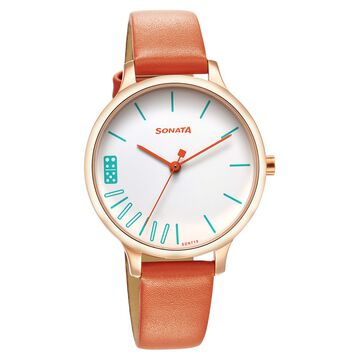 Sonata Play Orange Dial Watch for Women