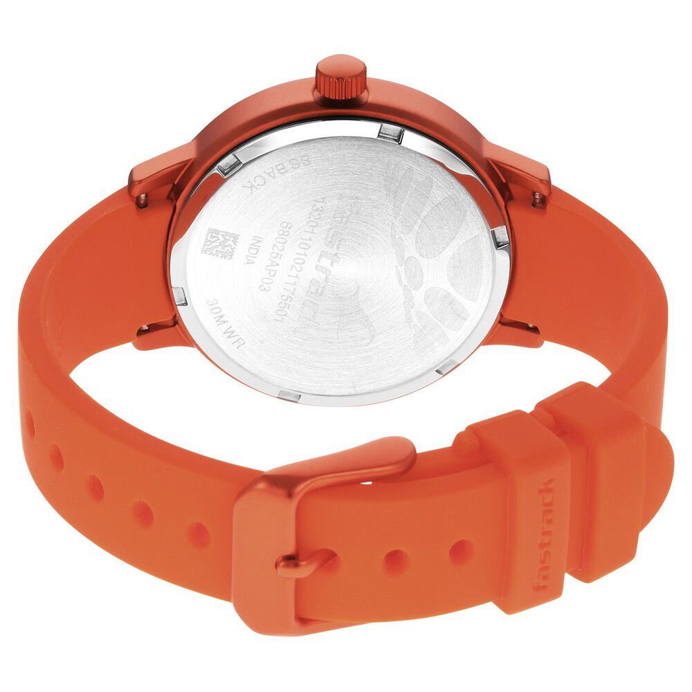Buy Online Pop Colours Orange Dial Silicone Strap Watch for Girls