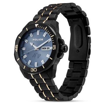 Police Quartz Analog Blue Dial Stainless Steel Strap Watch for Men