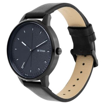 Titan Women's Precision Simplicity Watch: Black Gradient Dial with Leather Strap