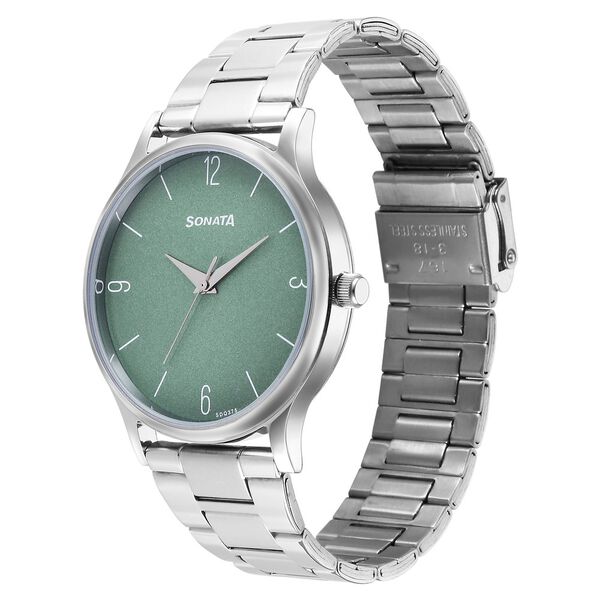 Sonata Aspire Quartz Analog Green Dial Stainless Steel Strap Watch for Men - image number 2