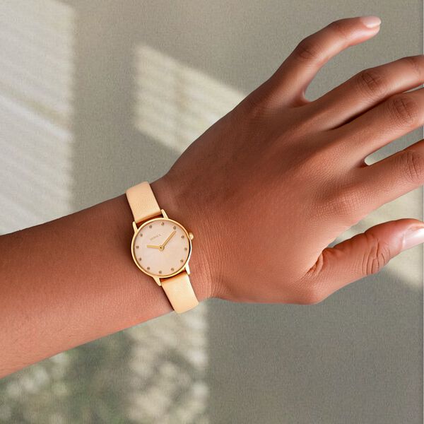 Titan Nebula Lustre 18k Gold Analog Leather Strap Watch for Women - image number 6