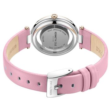 Kenneth Cole Quartz Analog Rose Gold Round Dial Pink Leather Strap Watch For Women