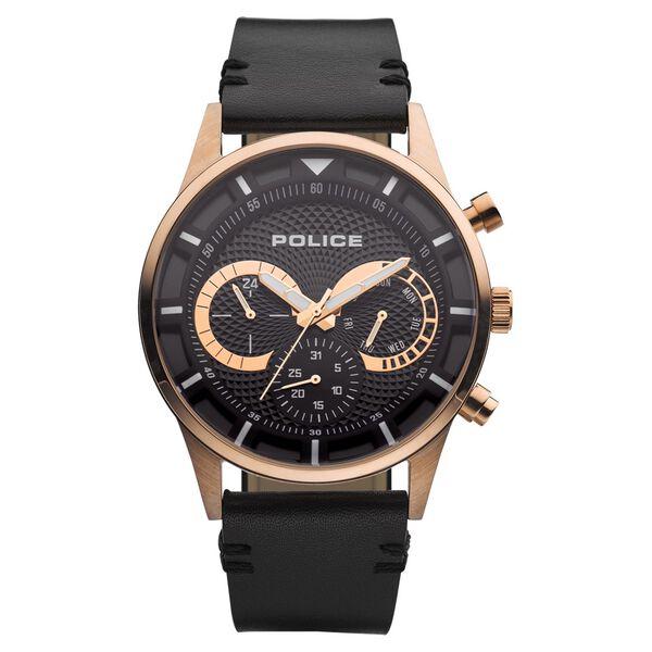 Police Quartz Multifunction Black Dial Leather Strap Watch for Men - image number 0