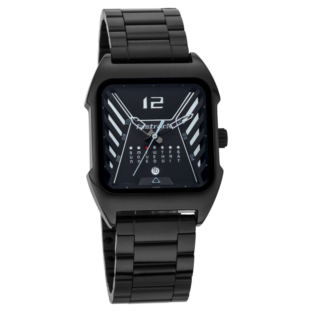 Black metal watches in fastrack sales