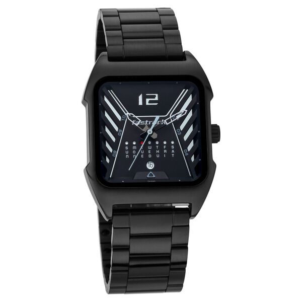 Fastrack Gamify Quartz Analog with Day and Date Black Dial Metal Strap Watch for Guys - image number 0