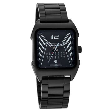 Fastrack Gamify Quartz Analog with Day and Date Black Dial Metal Strap Watch for Guys