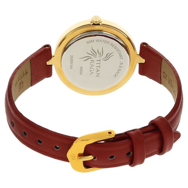 Titan Quartz Analog Red Dial Leather Strap Watch for Women - image number 3