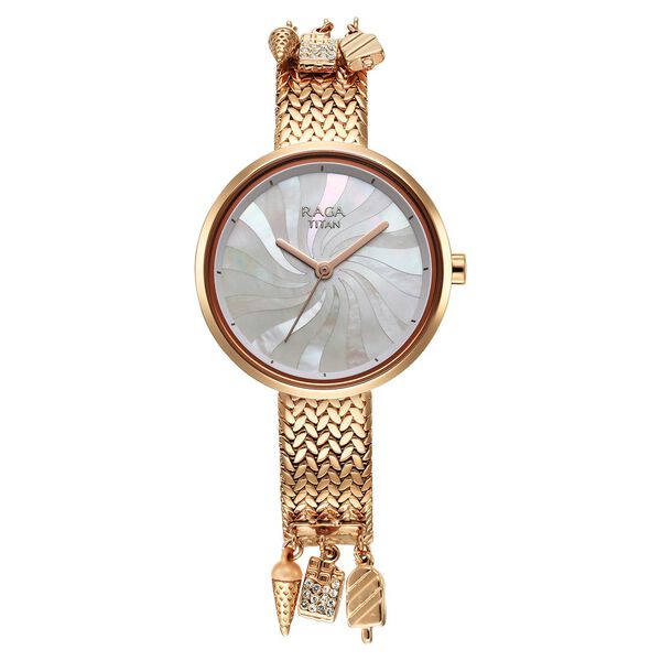 Titan Raga Memoirs Quartz Analog Mother Of Pearl Dial With Rose Gold Metal Strap Watch For Women - image number 1