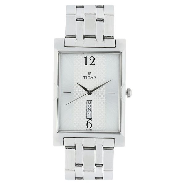 Buy Online Titan Rectangle Silver Dial Analog with Day and Date