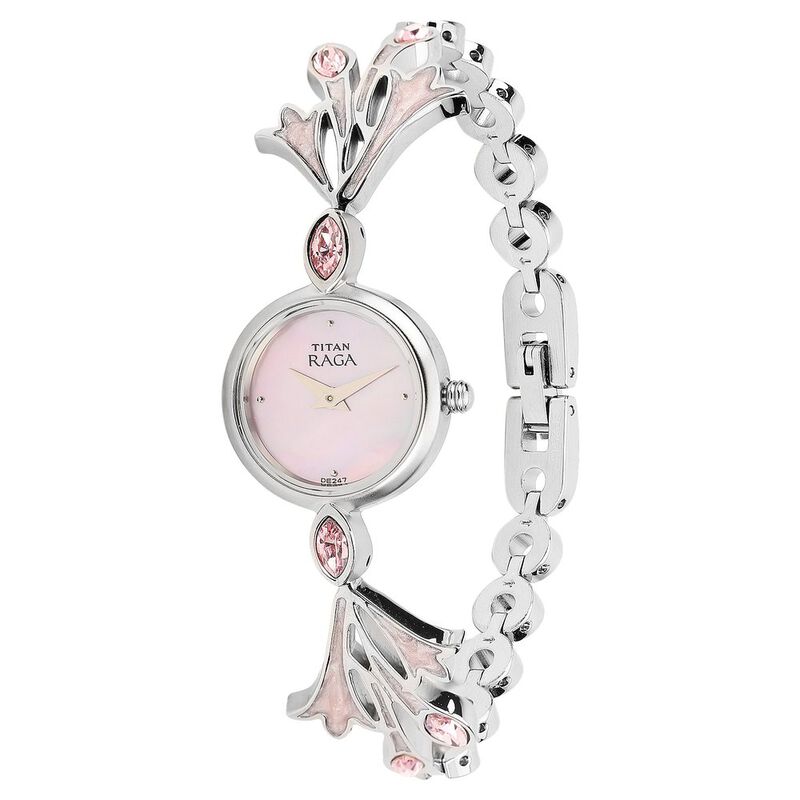 Titan Quartz Analog Mother of Pearl Dial Metal Strap Watch for Women - image number 1