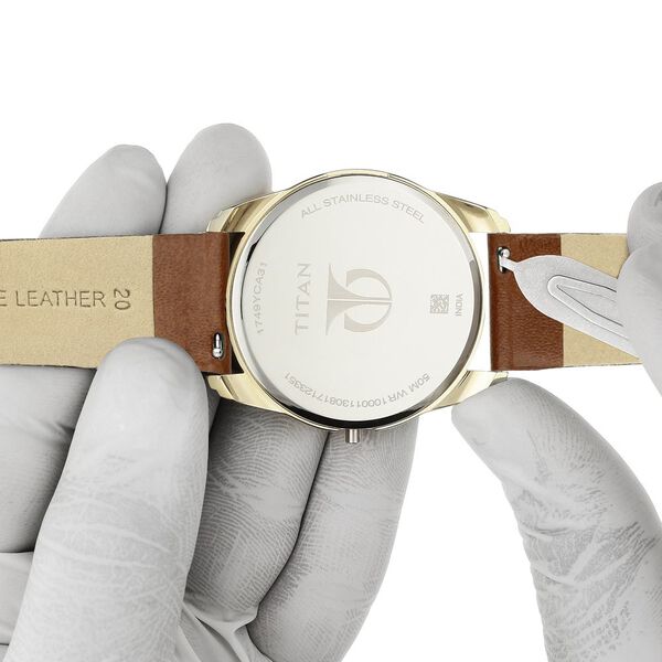 20 mm Tan Genuine Leather Strap for Men - image number 6
