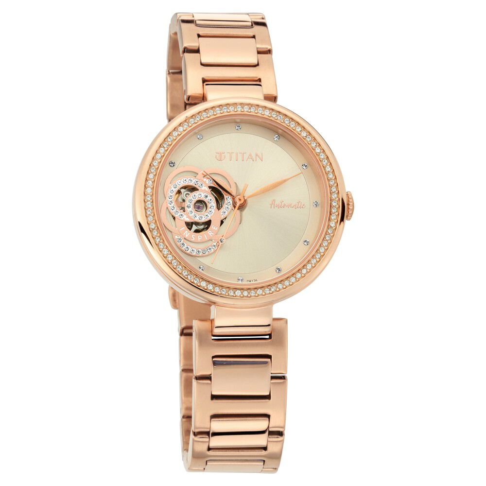 Buy Online Titan Self Expression Rose Gold Dial Women Watch With