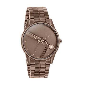 Fastrack Stunners Quartz Analog Brown Dial Stainless Steel Strap Watch for Guys