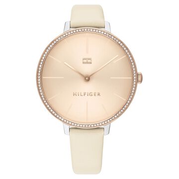 Tommy Hilfiger Quartz Analog Beige Dial Leather Strap Watch for Women