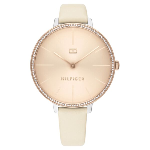 Tommy Hilfiger Quartz Analog Beige Dial Leather Strap Watch for Women - image number 0