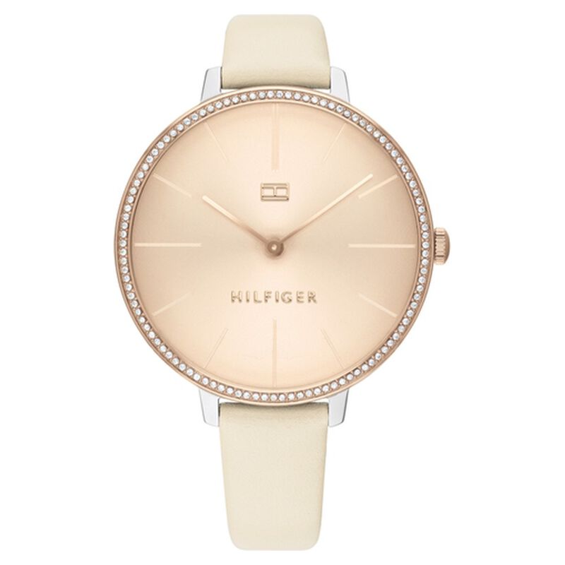 Tommy Hilfiger Quartz Analog Beige Dial Leather Strap Watch for Women