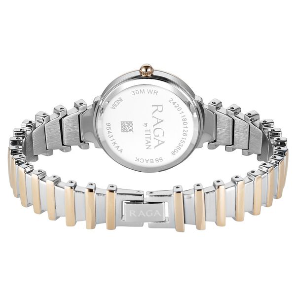 Titan Raga Spotlight Quartz Analog Silver Dial Two Toned Metal Strap Watch For Women - image number 5