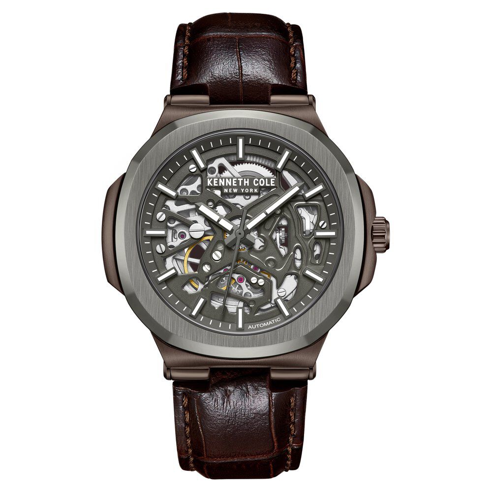 【美品】KENNETH COLE Automatic Grey Buy Online Kenneth Cole Automatic Grey Dial With Brown