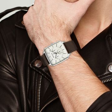 Titan Avant Garde Quartz Multifunction Silver Dial Leather Strap watch for Men