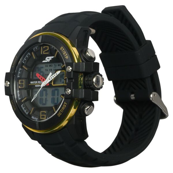 SF Quartz Analog Digital Dial Silicone Strap Watch for Men - image number 1