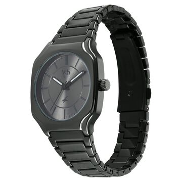 Vyb Maverick By Fastrack Quartz Analog Grey Dial Metal Strap Watch For Guys