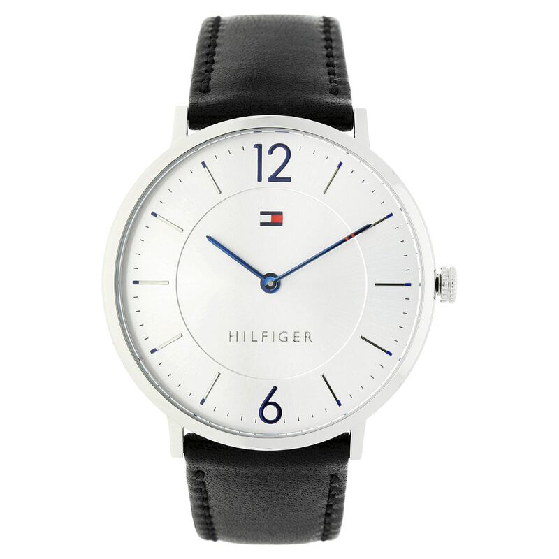 Tommy Hilfiger Quartz Analog Silver Dial Leather Strap Watch for Men