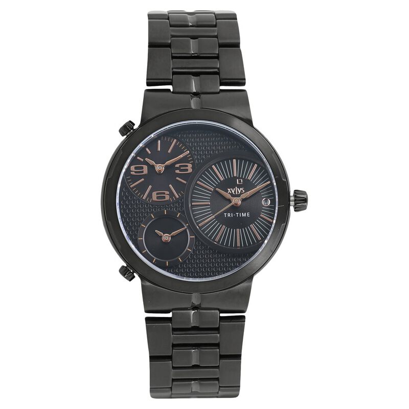 Xylys Swiss Analog Black Stainless Steel Strap and Black Dial Watch For Men