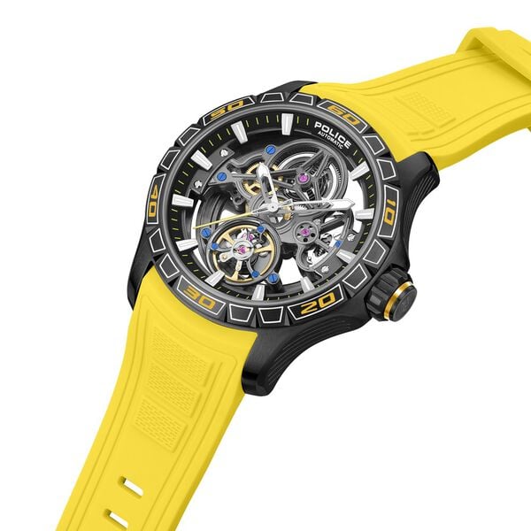 Police Quartz Analog Grey Dial Yellow Silicone Strap Watch For Men - image number 1