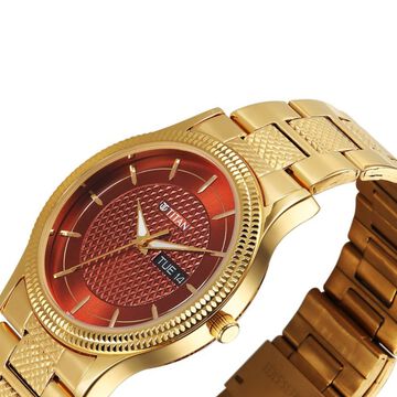 Titan Karishma Wedding Edit Quartz Analog with Day and Date Brown Dial Stainless Steel Strap Watch For Men