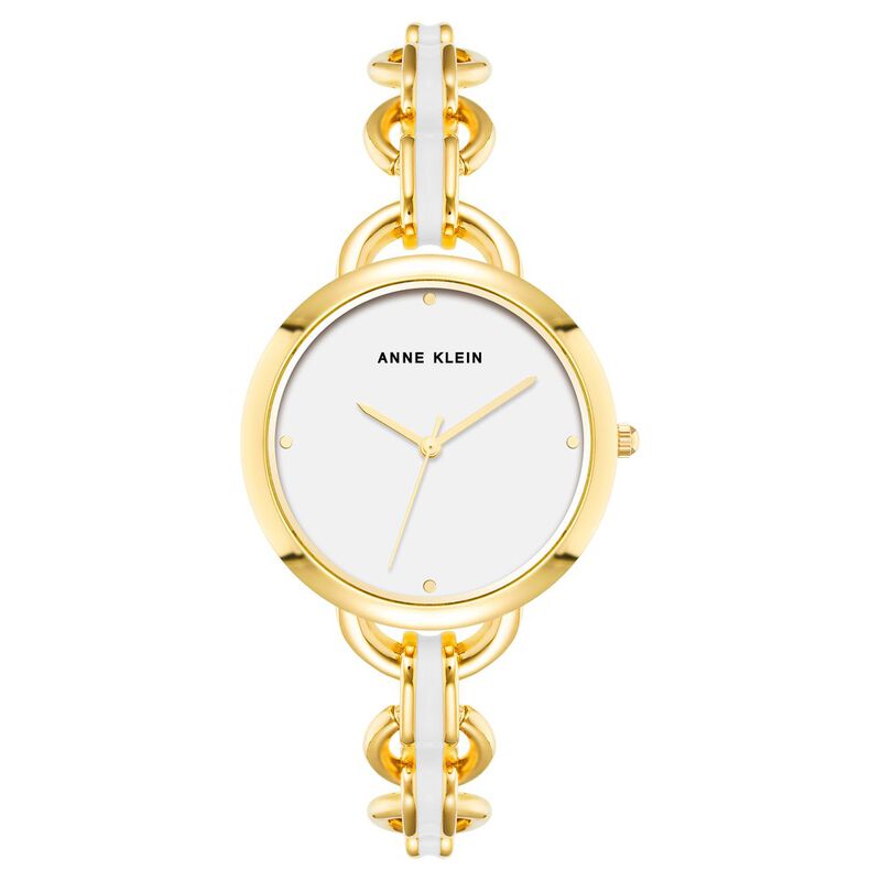 Anne Klein Quartz Analog White Dial White Metal Strap Watch For Women