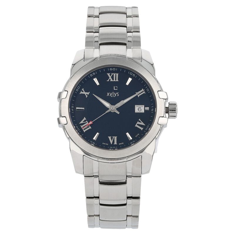 Xylys Swiss Analog with Date Silver Stainless Steel Strap and Black Dial Watch For Men
