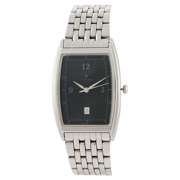 Titan Quartz Analog with Date Black Dial Stainless Steel Strap Watch for Men - image number 0