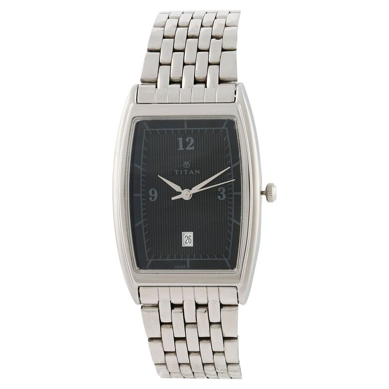 Titan Quartz Analog with Date Black Dial Stainless Steel Strap Watch for Men