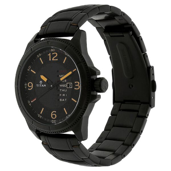 Titan Quartz Analog with Day and Date Black Dial Stainless Steel Strap Watch for Men - image number 1