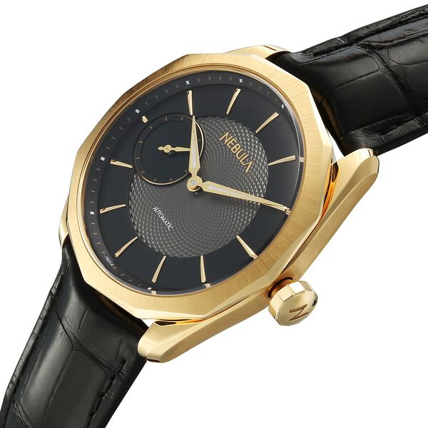 Titan Nebula Genesis 18 KT Gold Automatic Bicolour Dial Leather Strap Watch For Men - image number 3