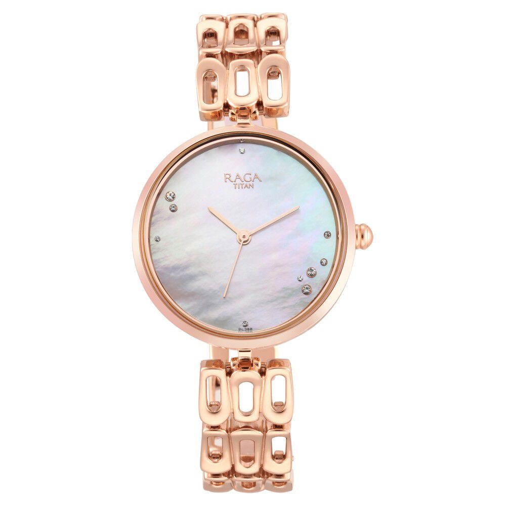 Titan raga analog mother of pearl dial women's watch store