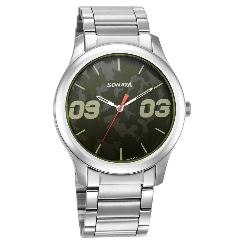 Sonata Quartz Analog Multicoloured Dial Stainless Steel Strap Watch for Men