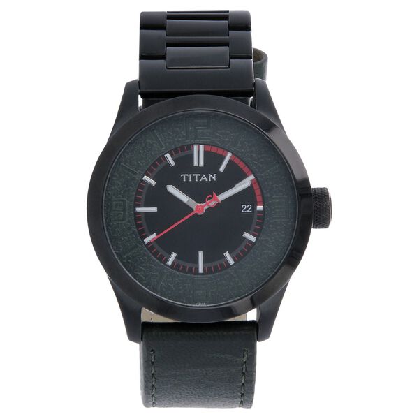 Titan Quartz Analog with Date Black Dial Bimetal Strap Watch for Men - image number 0